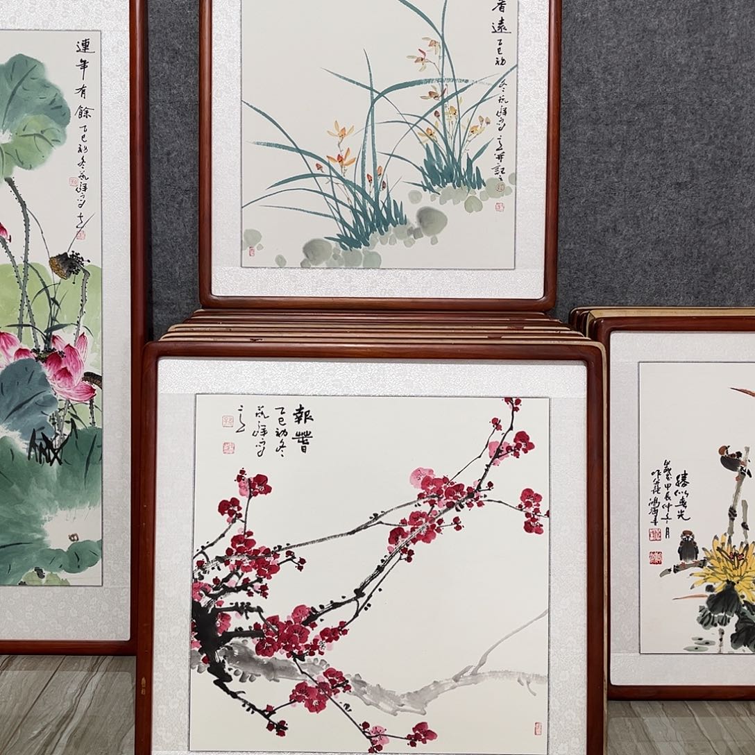 国画书画作品带框63×63