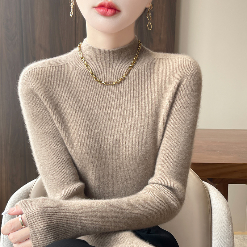 一线成衣羊毛衫秋冬加厚半高领打底衫女内搭修身显瘦洋气针织毛衣