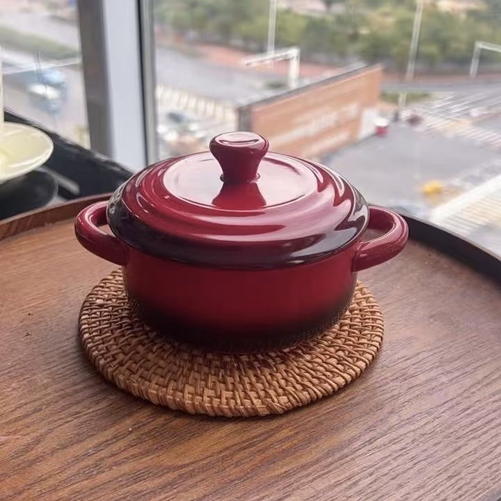 酷彩陶瓷蒸蛋碗炖盅隔水炖家用带盖炖燕窝专用汤盅煲汤瓦罐汤微瑕