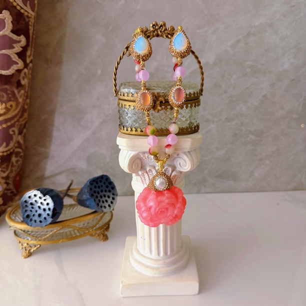 铜合金项链 2322铜合金项链手工时尚百搭复古甜美气质轻奢粉色