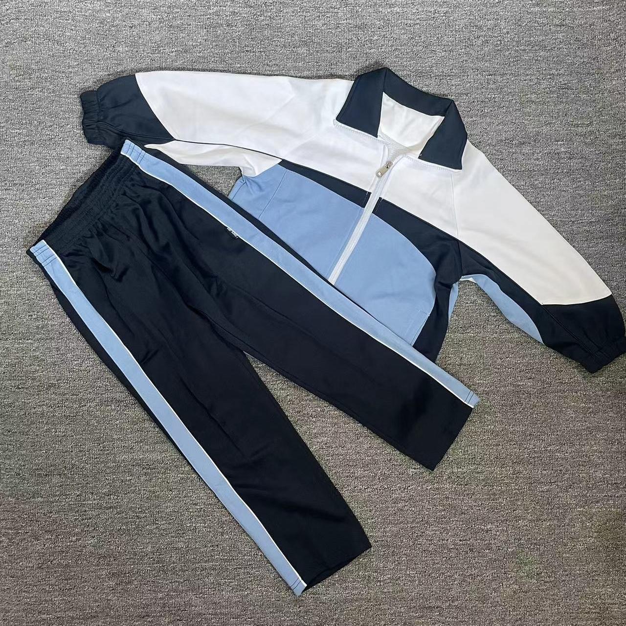 浅蓝藏青拼白运动套装/运动衣/运动裤