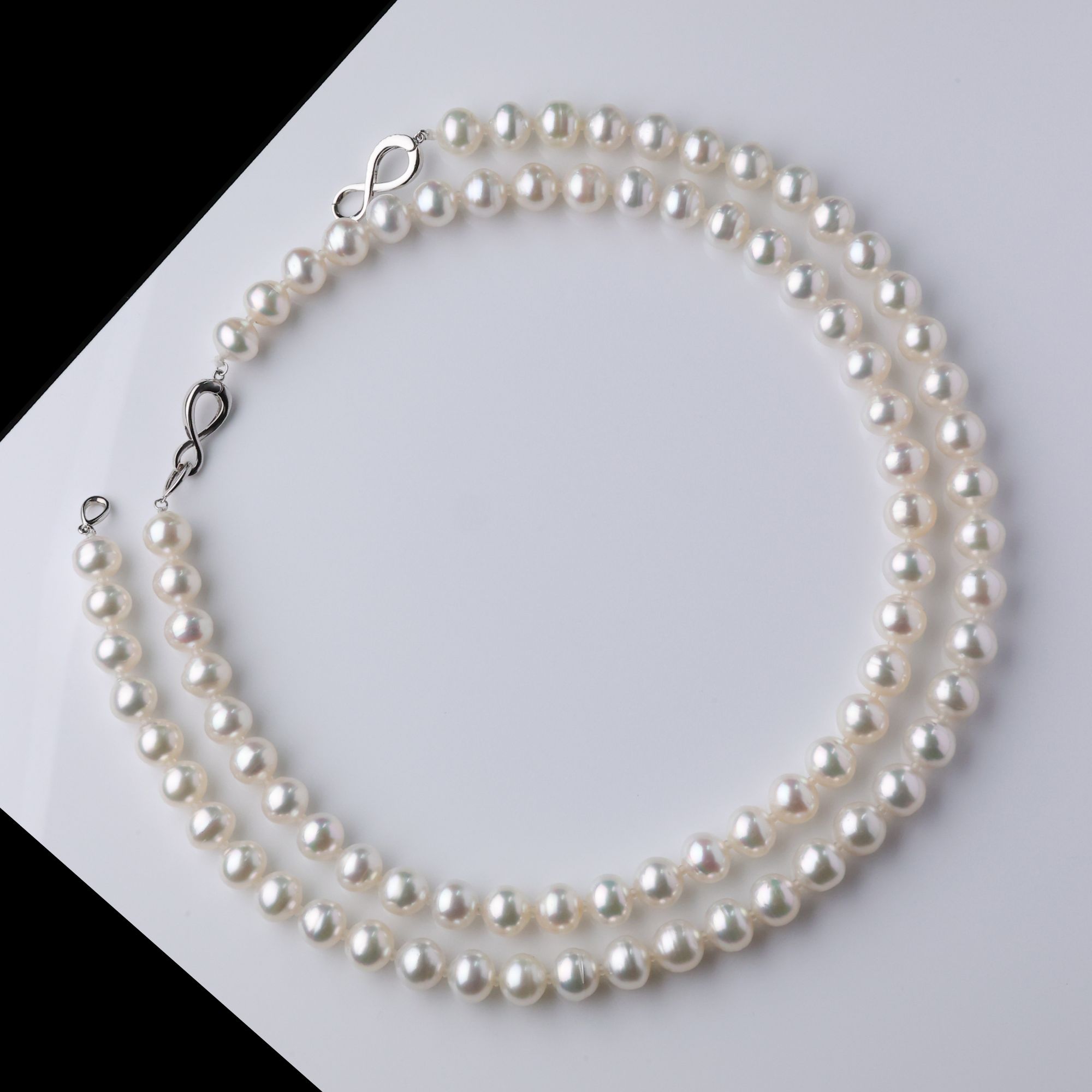 海水珍珠澳白项链9-11mmS925银镶嵌时尚八字扣珍珠串链多样性发一