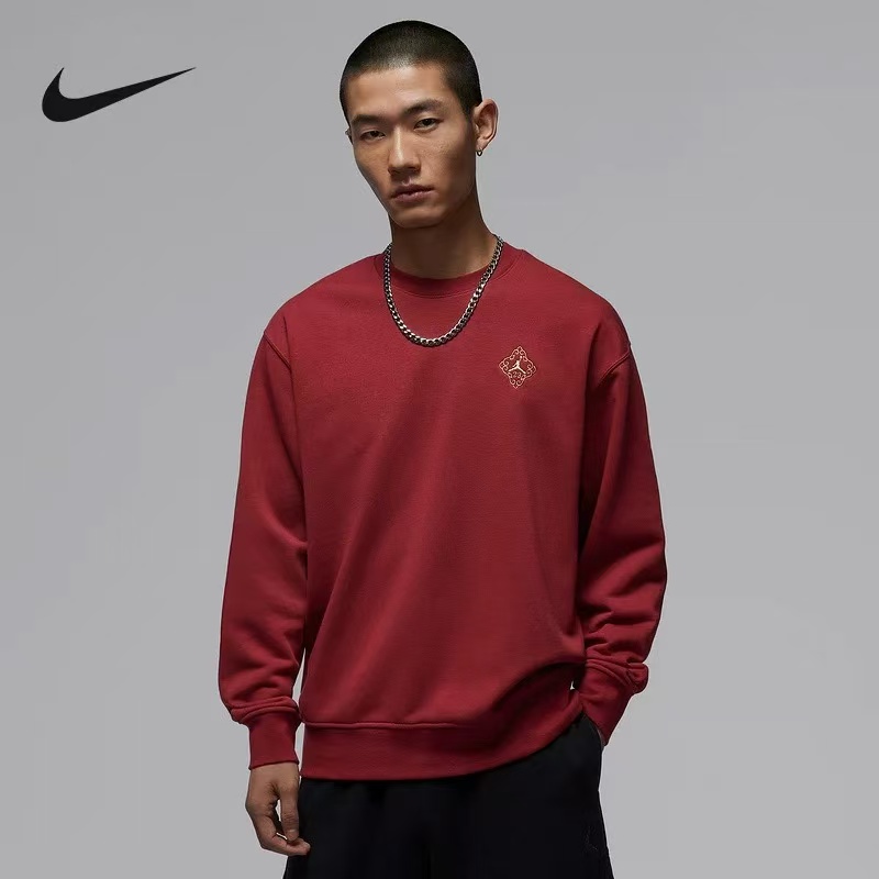 耐克NIKEJordan男子卫衣红色新年款背标圆领运动套头衫 IR0113613