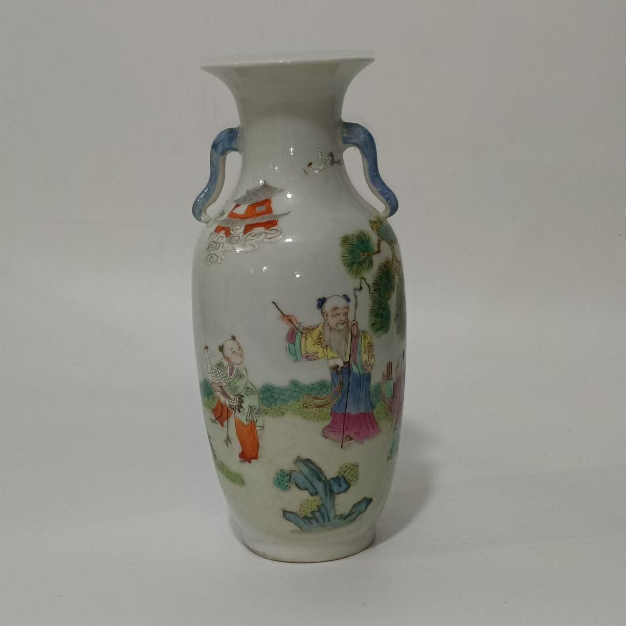 粉彩仙人故事纹双象耳瓶HJD2501-053