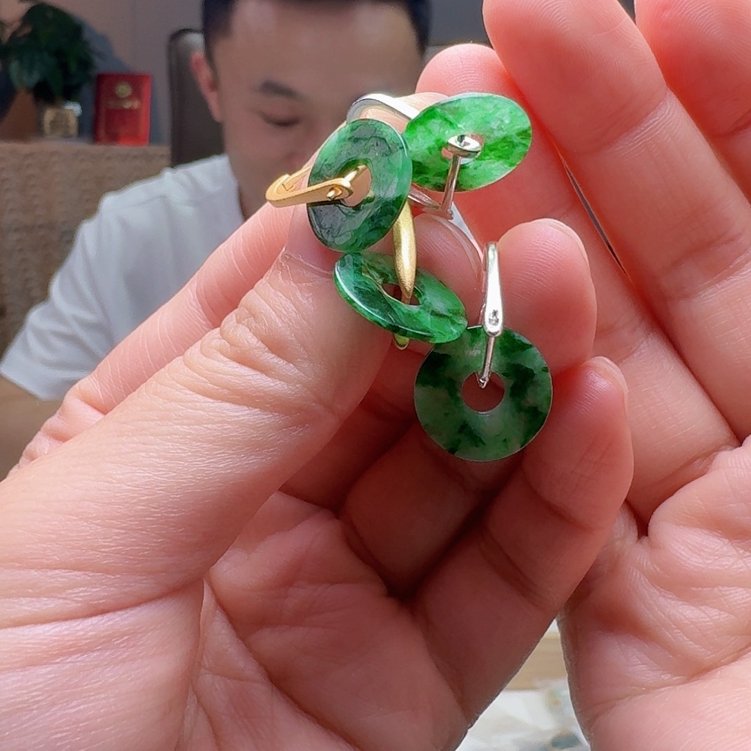 翡翠银S925镶嵌耳饰多样性发货其一
