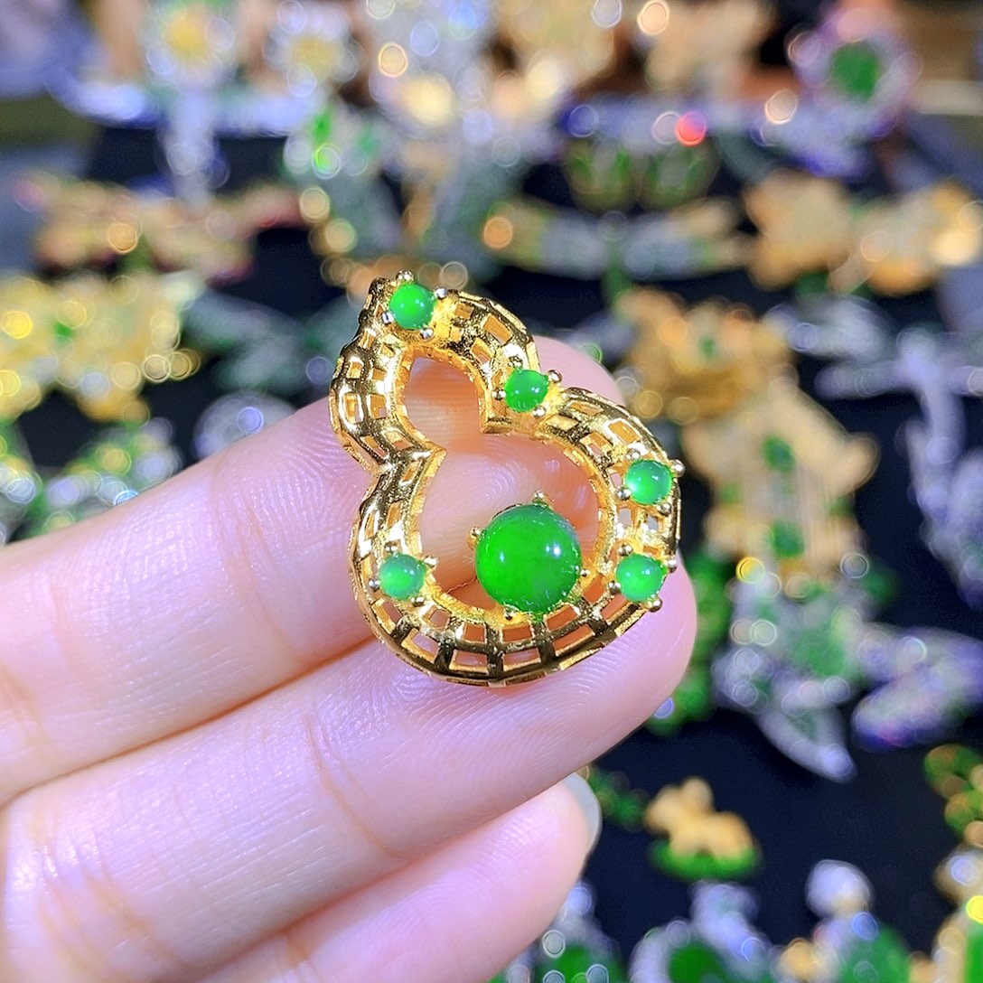 吊坠(不含链)银S925镶嵌翡翠