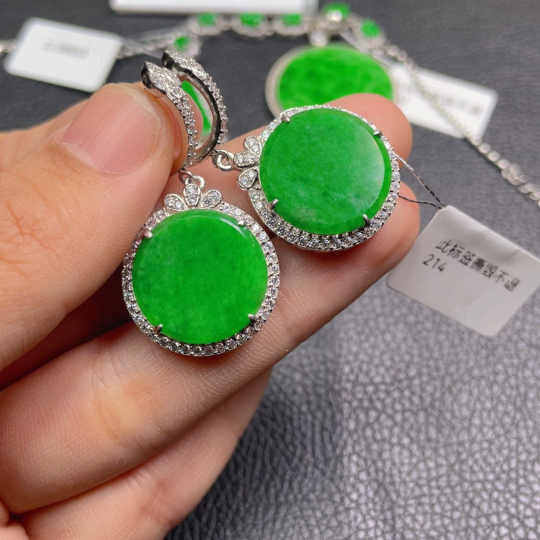 翡翠吊坠(不含链)银S925镶嵌