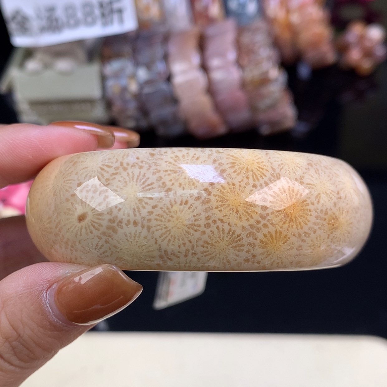 【闪购商品】颈饰未镶嵌硅化珊瑚（珊瑚玉）潜力股金大花57.3（26号）