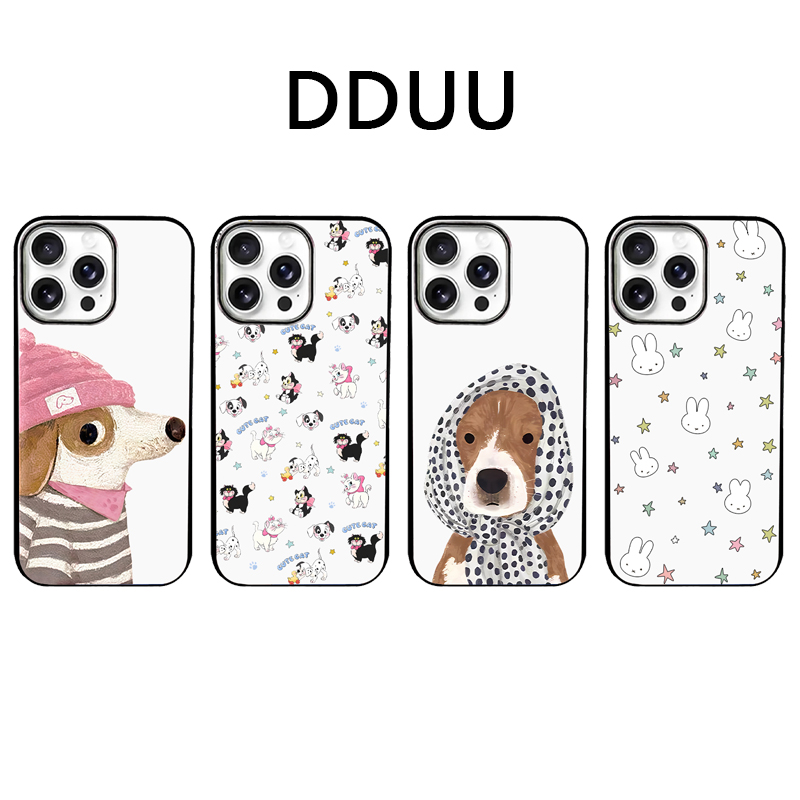 新款黑猫白猫适用苹果手机壳亚克力iphone16小众黑框手机壳