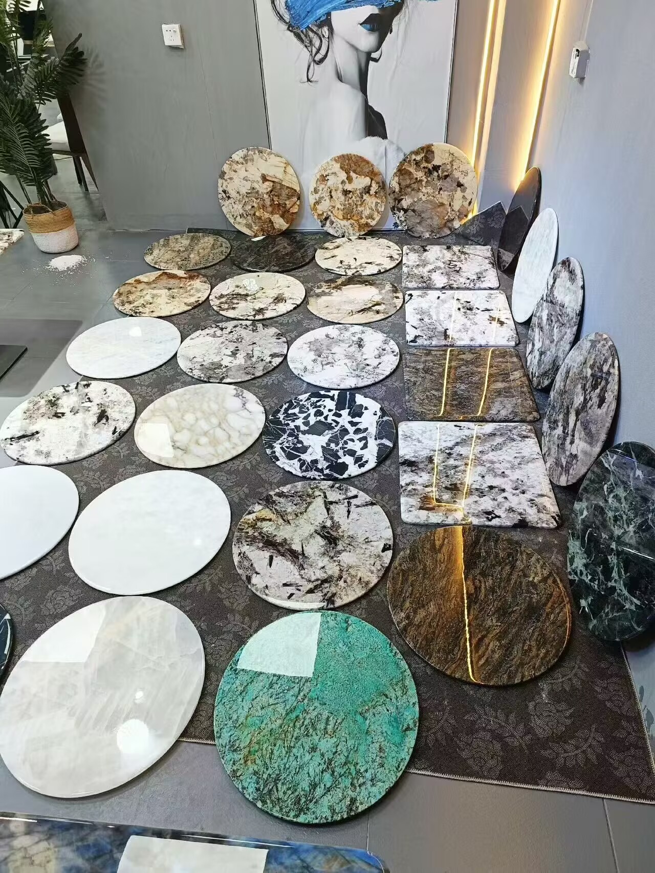 梵星奢石家居馆餐桌茶几茶盘茶盒边几进口天然奢石定制联系客服