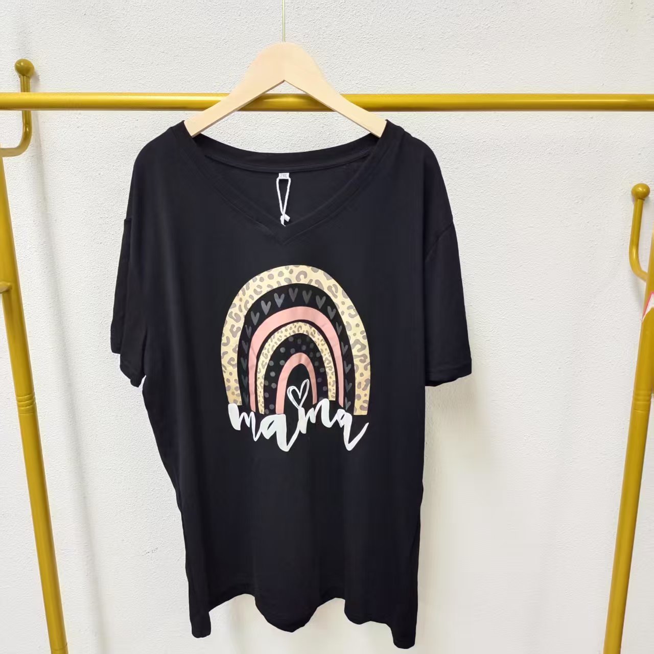 唯琳剪标   7仓S1-7-1176款  5黑色彩虹短袖T恤