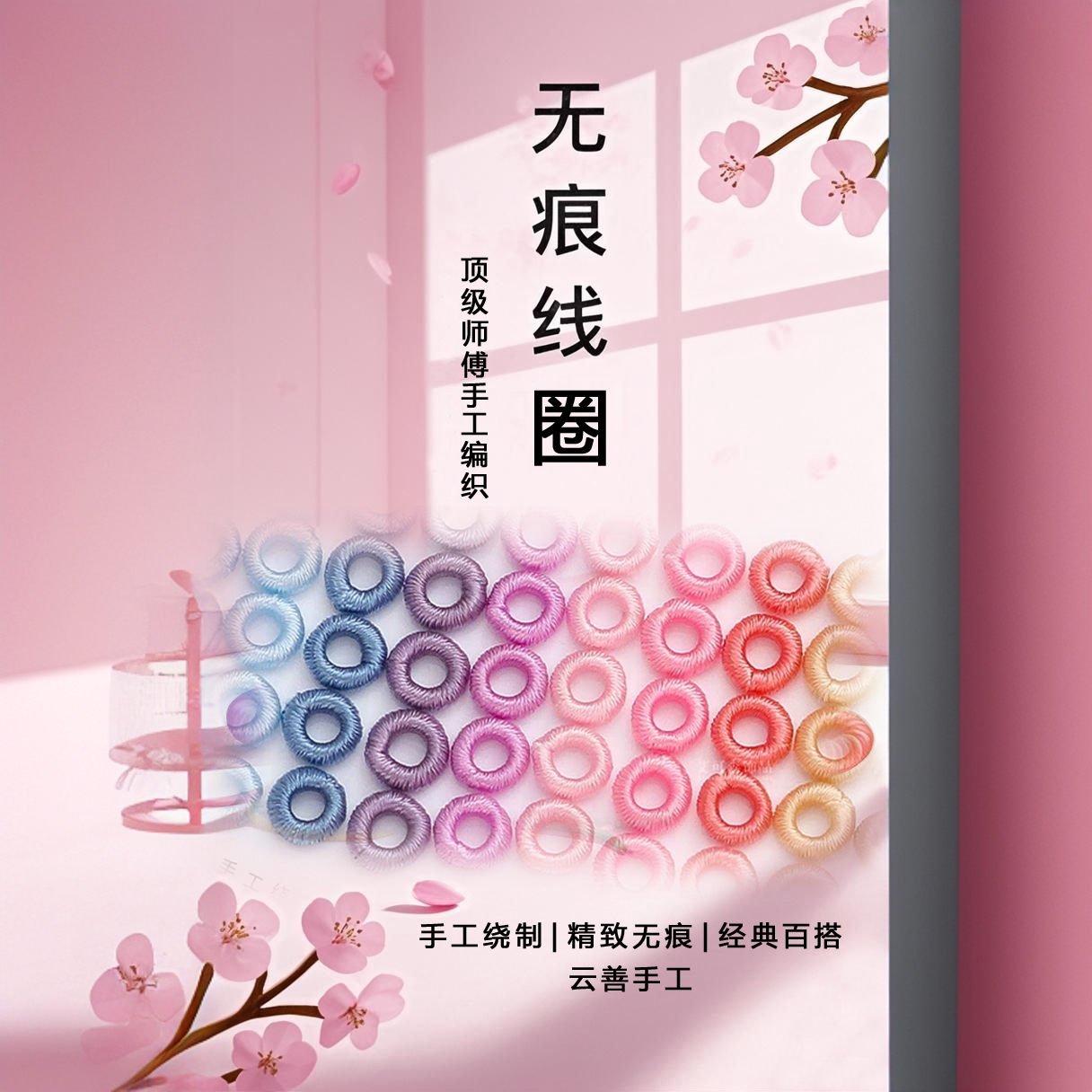 马卡龙色无痕线圈璎珞绕线圈diy彩色固定隔环扣珠片手绳
