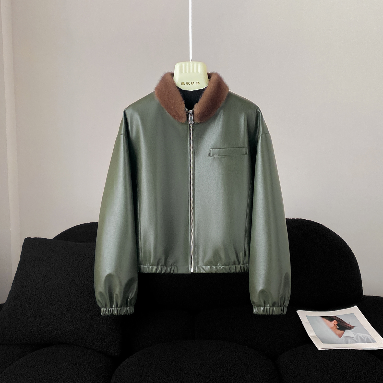 KAISER/凯撒5Y1815-1秋冬时尚水貂毛领真皮绵羊皮皮鹅绒羽绒外套