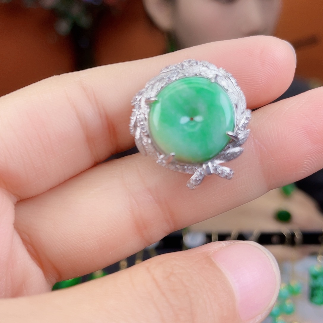 翡翠银S925镶嵌耳饰