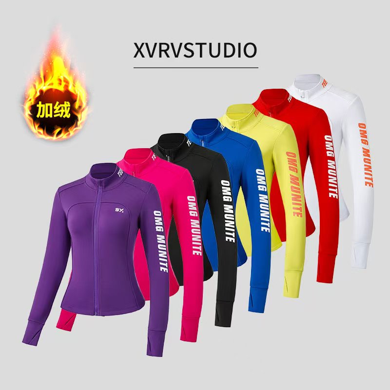 XVRV加绒2025冬季新款印花运动外套字母长袖收腰立领休闲外套上衣