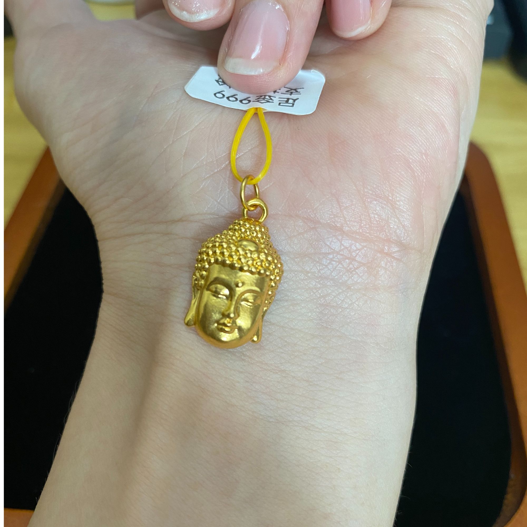 佛头佛字吊坠足金999（赠送黑绳）