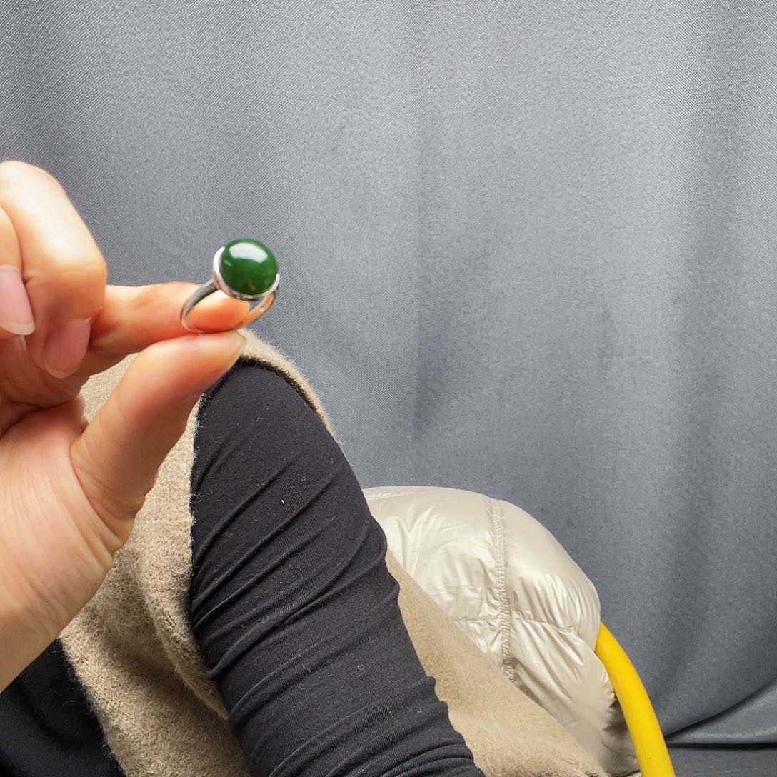 黑***啡和田玉银S925镶嵌戒指