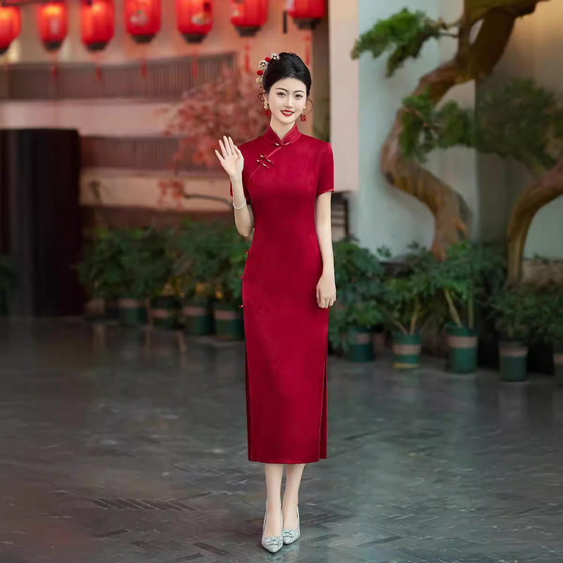 2025中国风优雅妈妈婚礼服喜婆婆婚宴装连衣裙夏新款端庄气质裙子