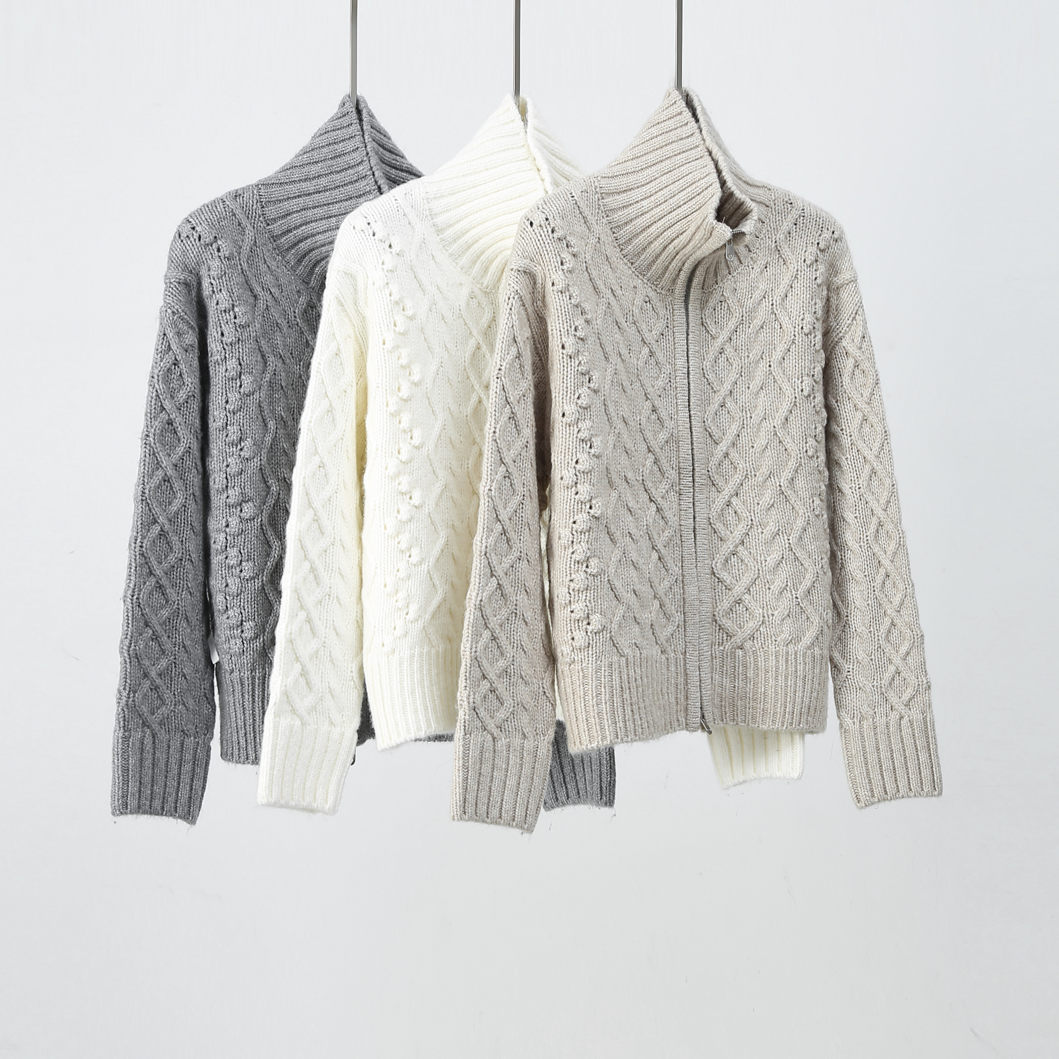 【DAXIU轻奢】秋冬重工绞花立领休闲时尚百搭开衫外套-6719