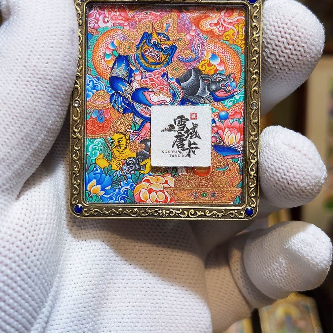 吊坠热贡纯手绘黑财神