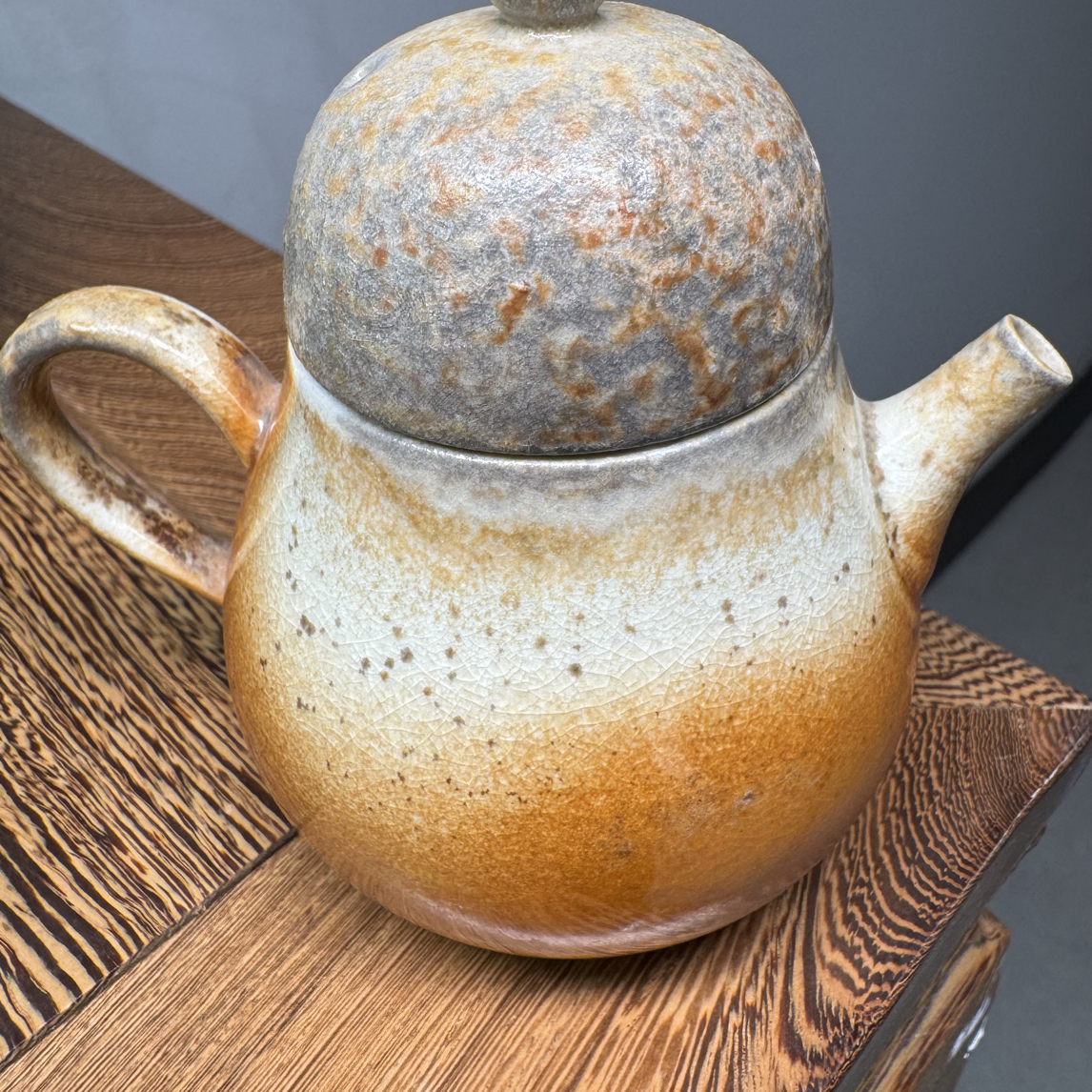古法柴烧/陶瓷器梨型壶 葫芦福禄手工自然落灰玻化高阶160ml/#241