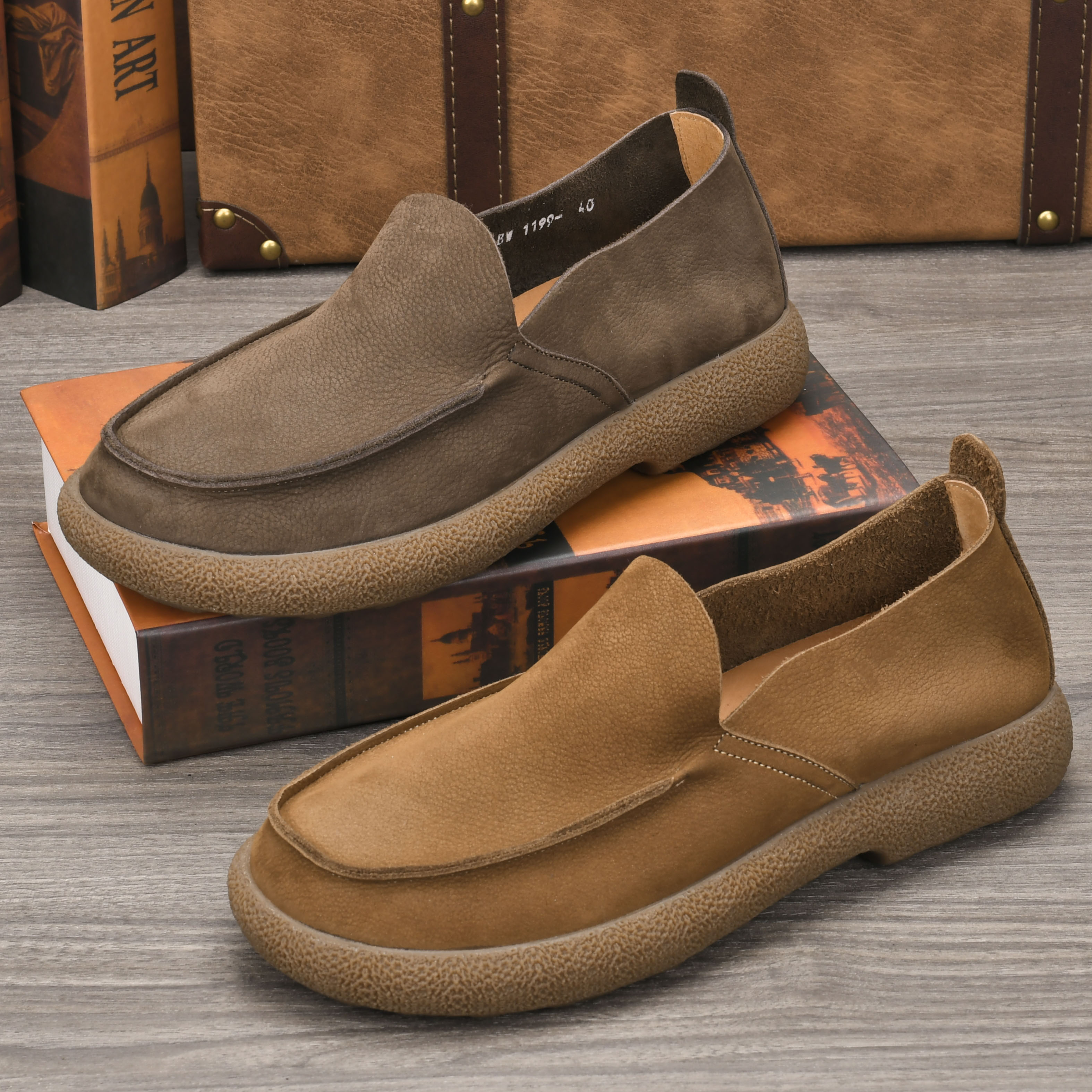 厚底男士磨砂皮鞋磨砂皮透气夏季休闲皮鞋纯色休闲