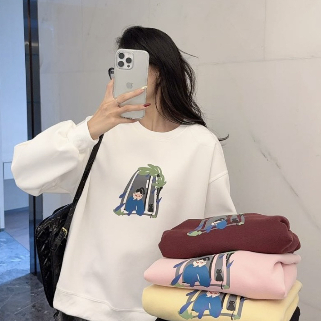 印花刺绣宽松休闲时尚卫衣秋季新款