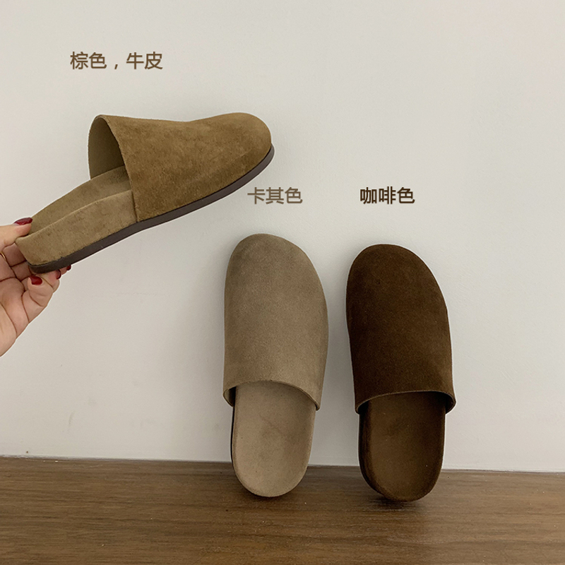 ！复古勃肯鞋包头半拖鞋女外穿懒人一脚蹬厚底穆勒鞋女鞋子1