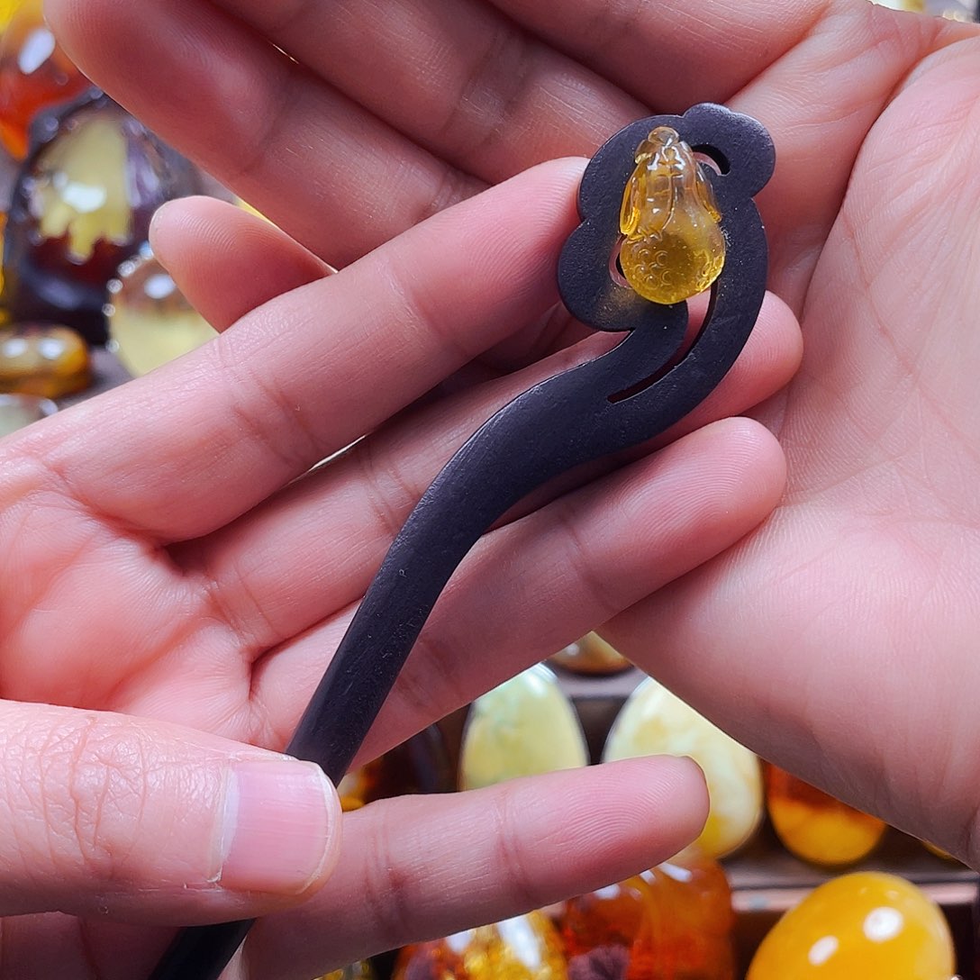 琥珀戒指未镶嵌发簪