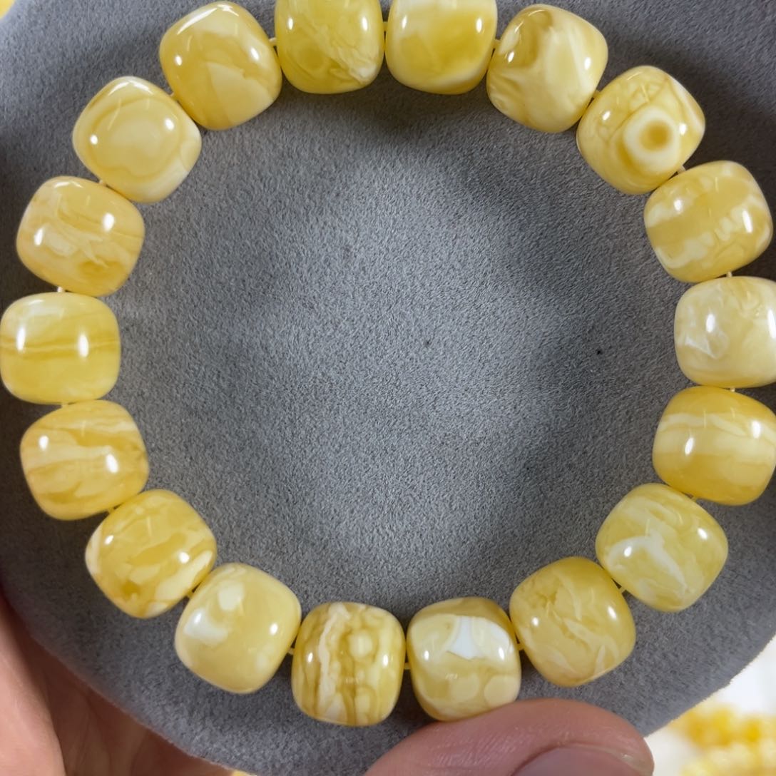 蜜蜡手链未镶嵌纯天然瓷白花