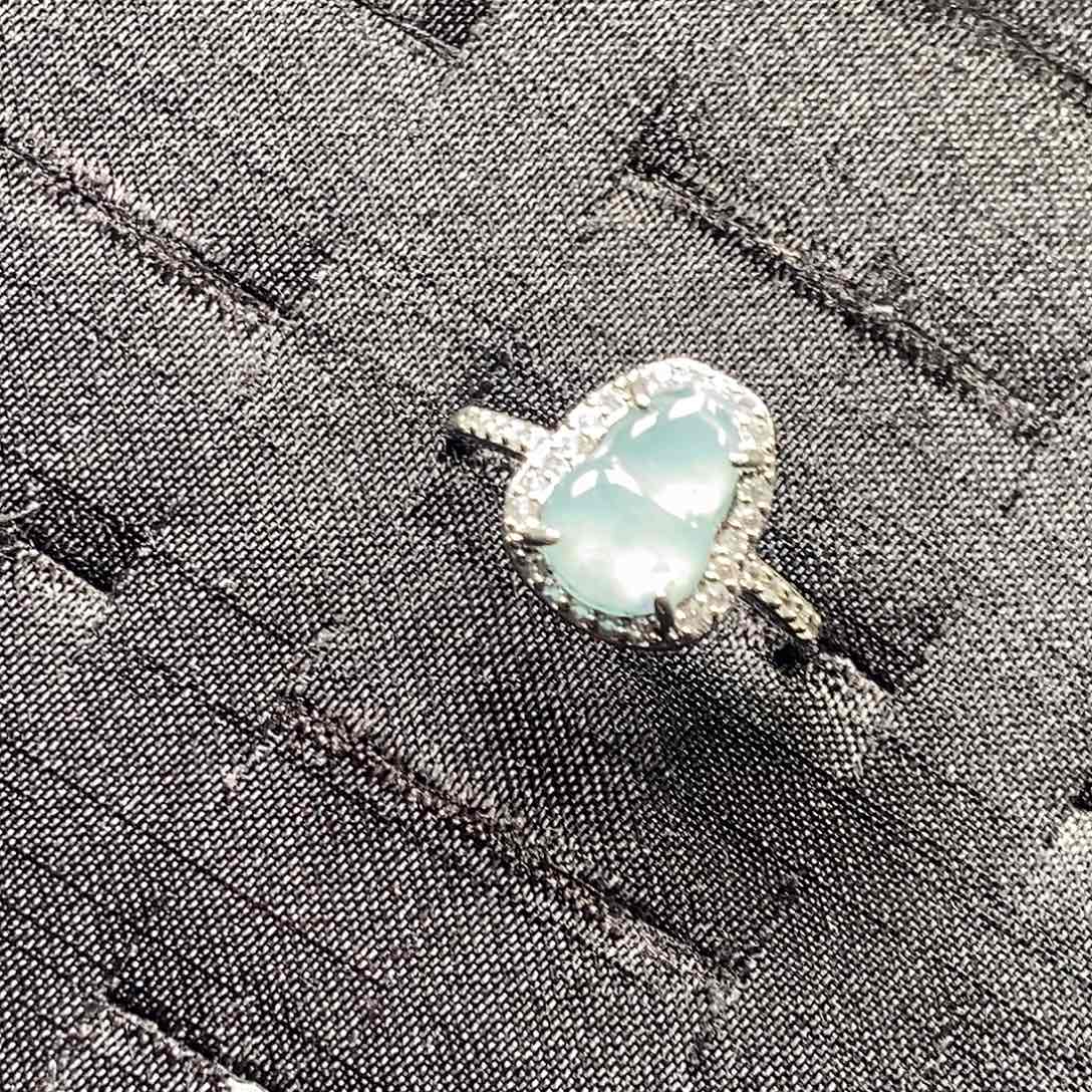 翡翠银S925镀金镶嵌戒指