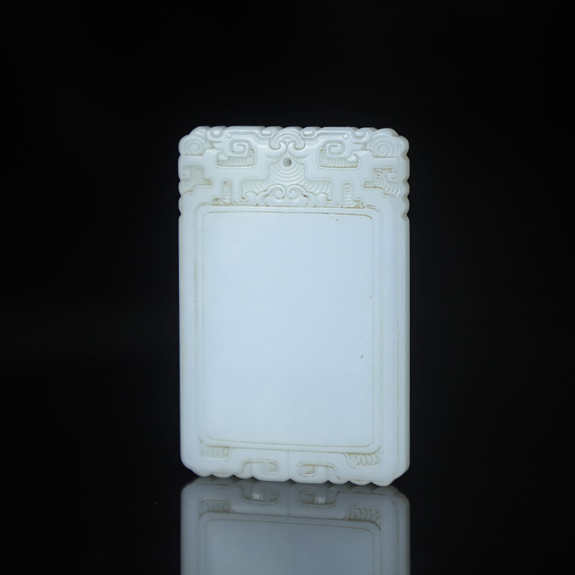 TCWWA09842清晚和田白玉龙首无事牌