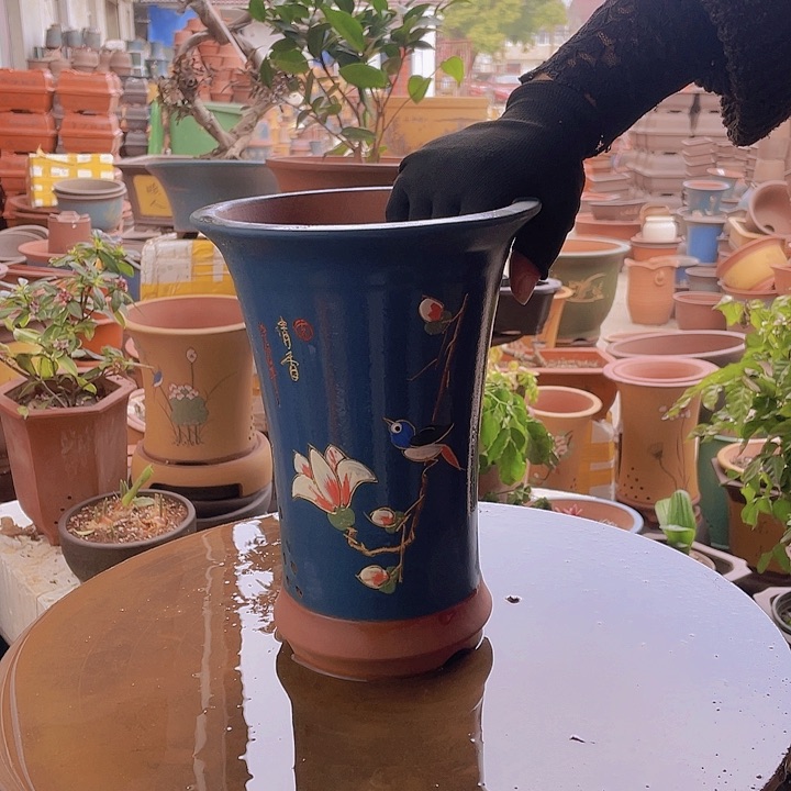 紫砂宜兴紫砂蓝舍得兰花盆小