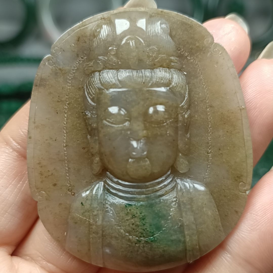 独山玉关音未镶嵌