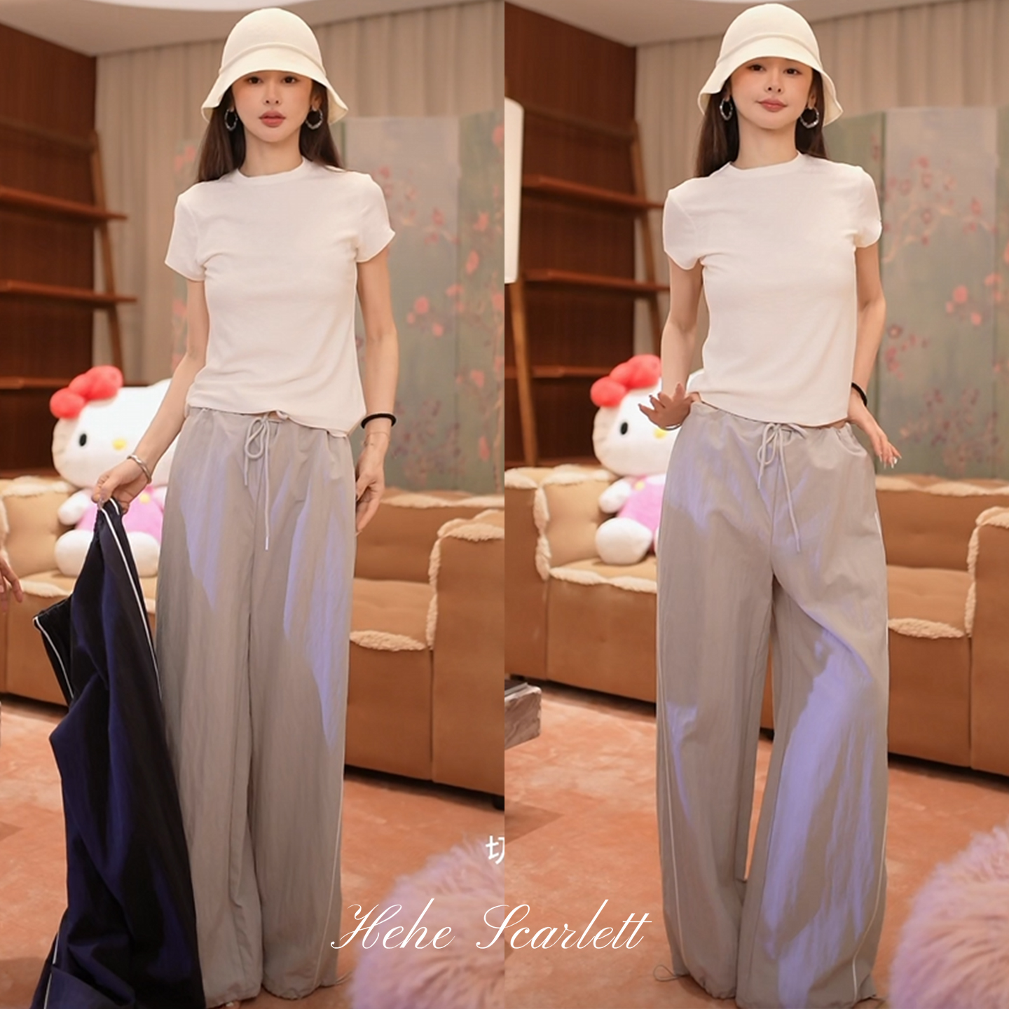 你的呵呵Scarlett丨百搭美式校服裤 休闲风夏日显瘦超高腰直筒裤