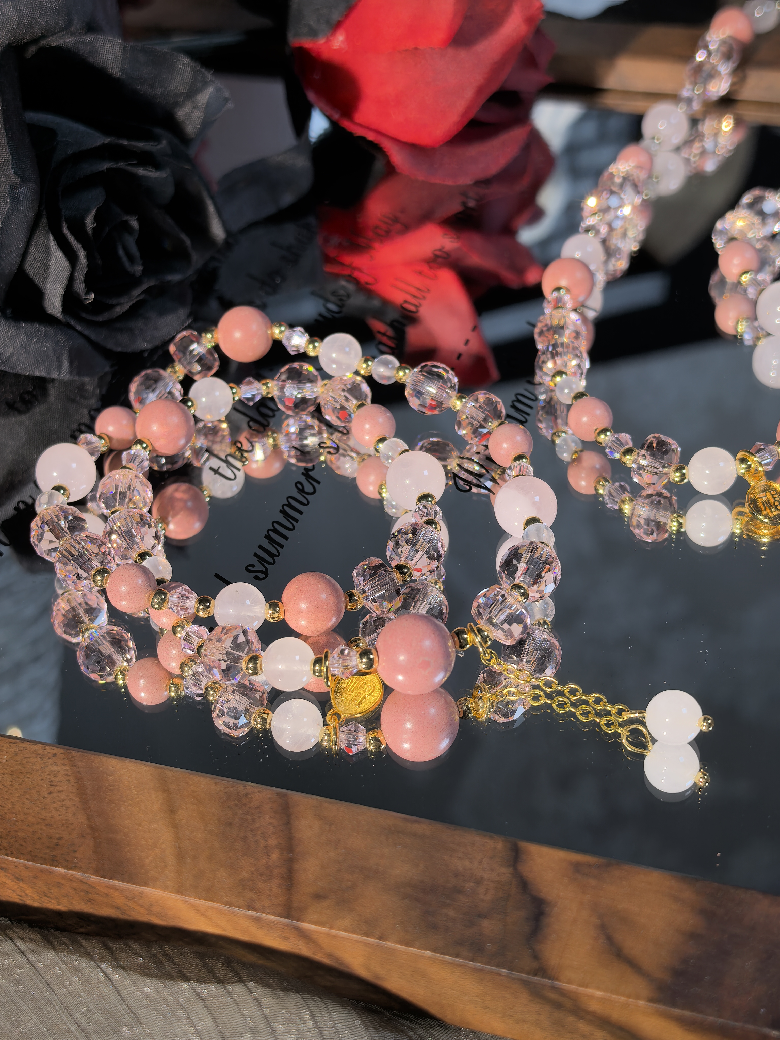 【含香2分】天然粉水晶合香珠加施家水晶手链