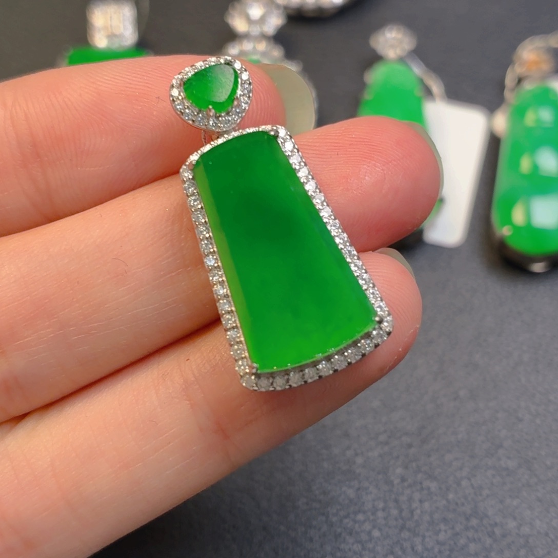 翡翠银S925镶嵌吊坠(不含链)