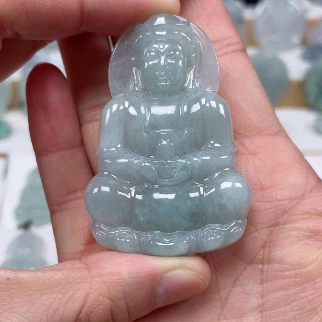 翡翠颈饰未镶嵌天然翡翠A货观音31号