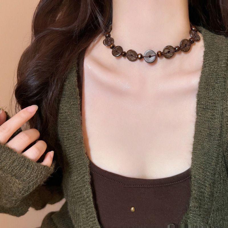 非金属木质项链 波西米亚民族风椰壳串珠小众轻奢百搭锁骨链