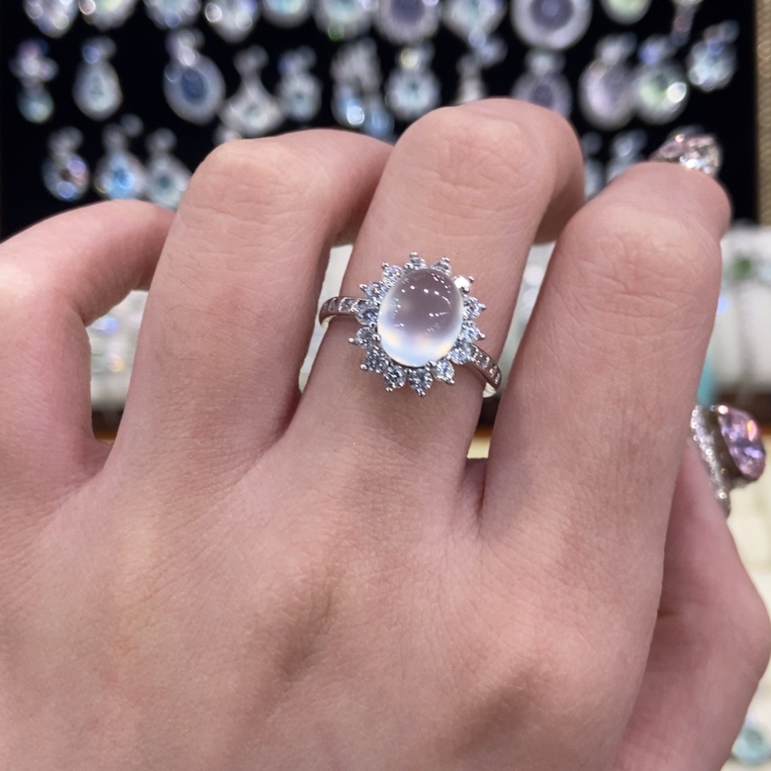 蛇纹石玉银S925镶嵌戒指