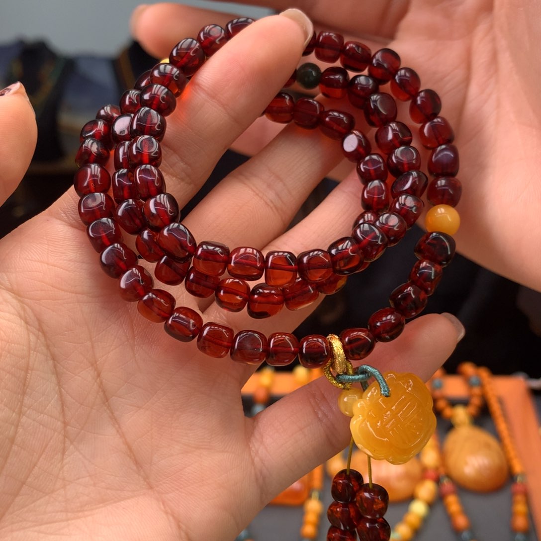 血珀手串未镶嵌天然