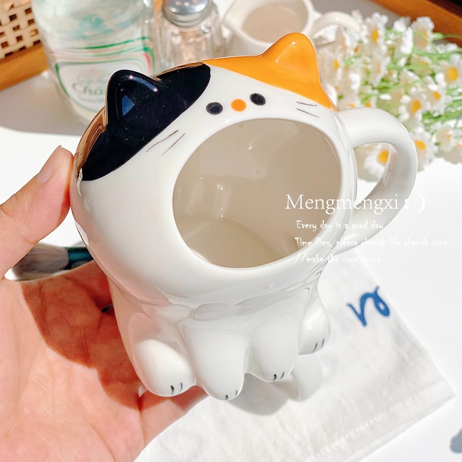 猫咪马克杯带吸管生日礼物家用马克杯女生咖啡水杯可爱杯子伴手礼