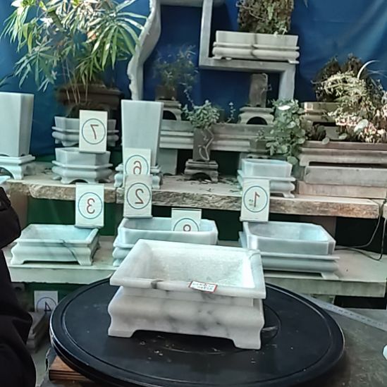 天然大理石花盆16x16