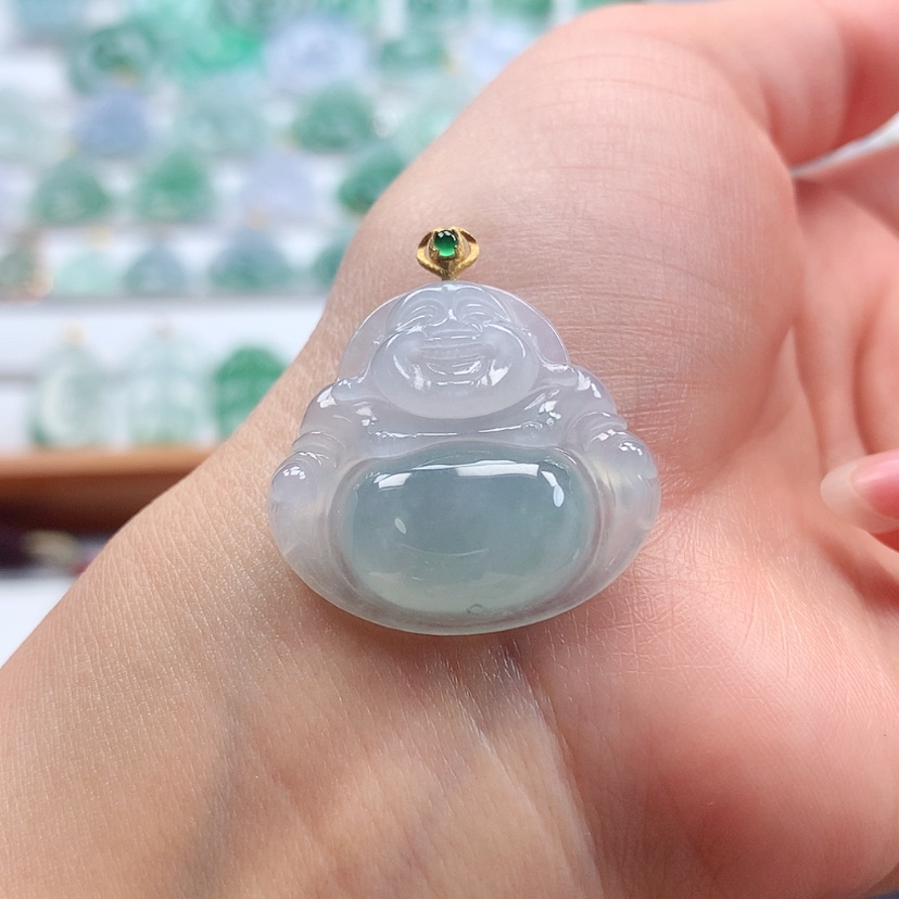 【闪购商品】翡翠吊坠(赠链)18K金镶嵌