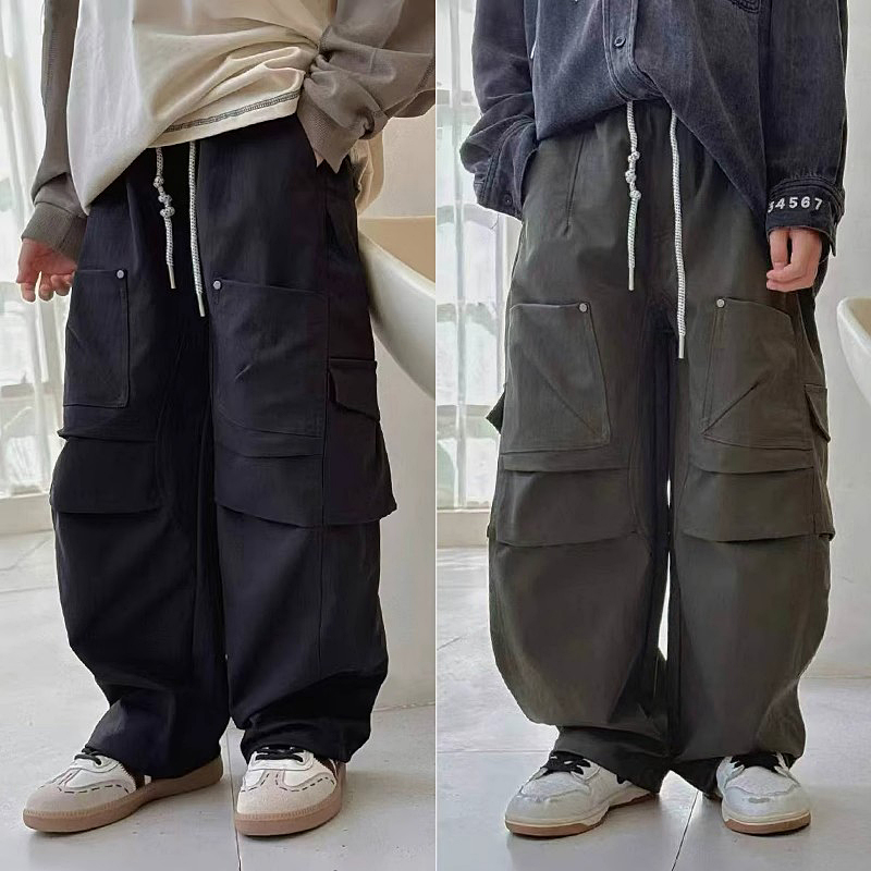 男童25秋新款伞兵男女中大童街舞宽松工装裤脚口抽绳户外休闲8628