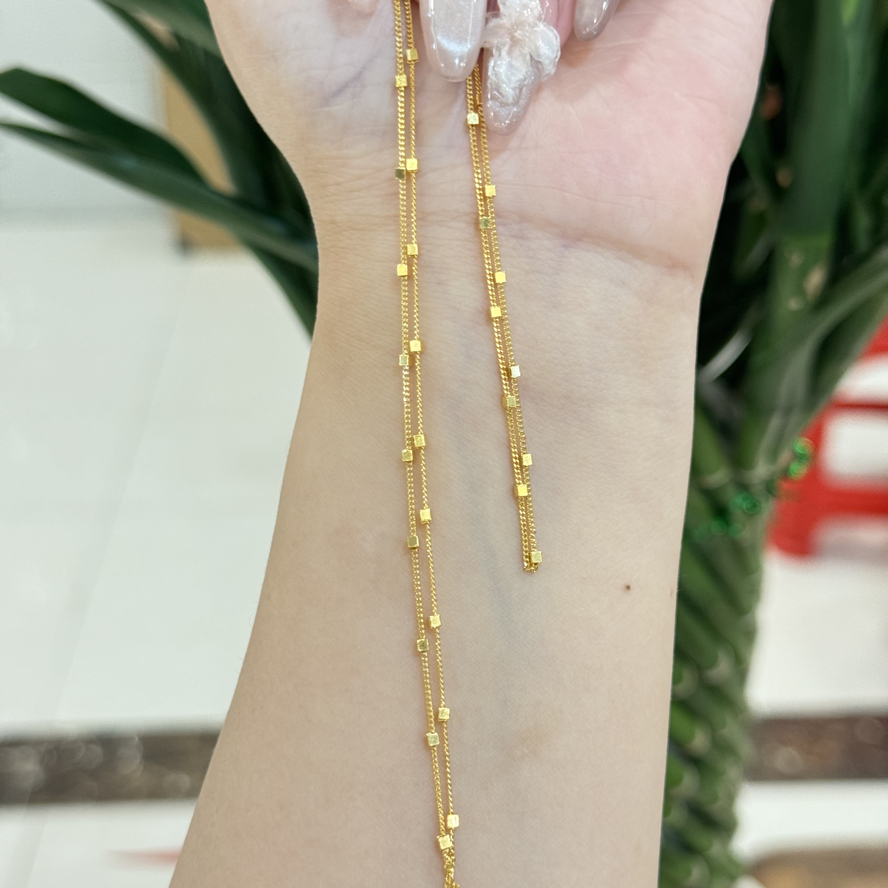 小飞专属Q【侧身方糖链（40cm）】足金999精工5