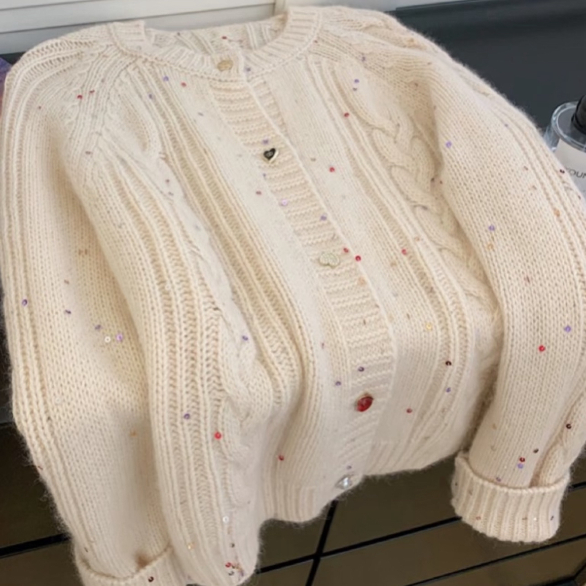 百搭复古针织毛衣女外套秋冬外搭宽松上衣2号