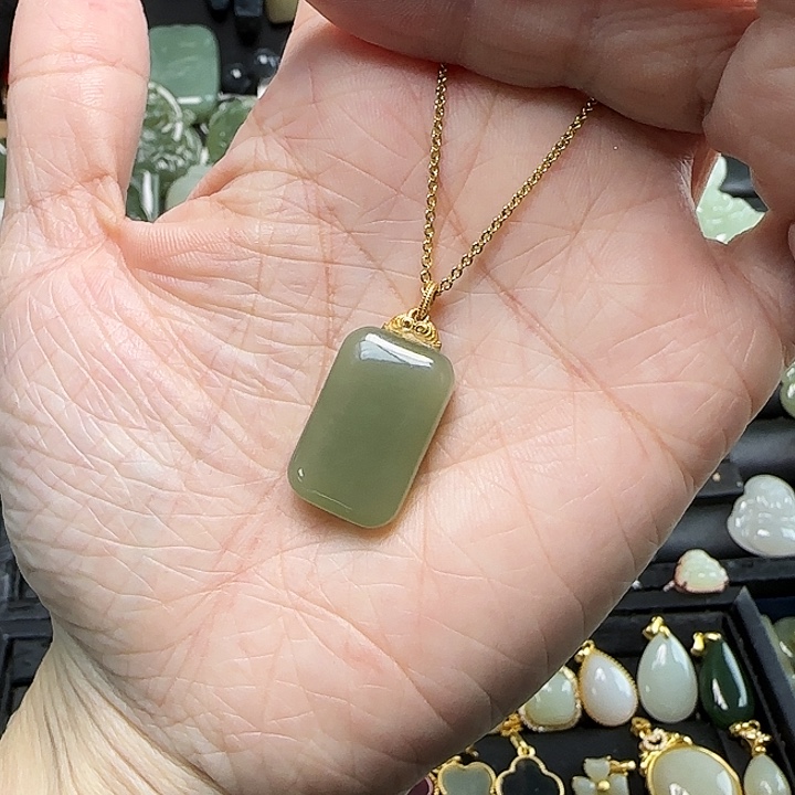 招***宝和田玉银S925镶嵌颈饰