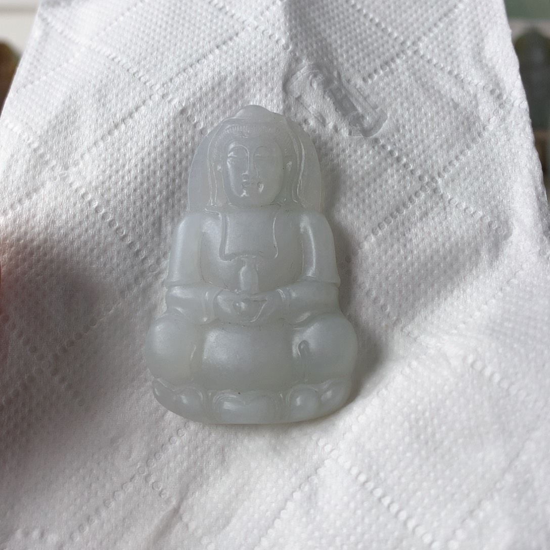 定制翡翠未镶嵌观音 毛货 无鉴赏期
