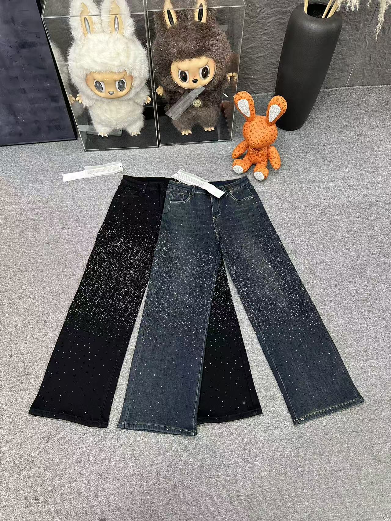 8205弹力加绒烫钻窄版拖地裤